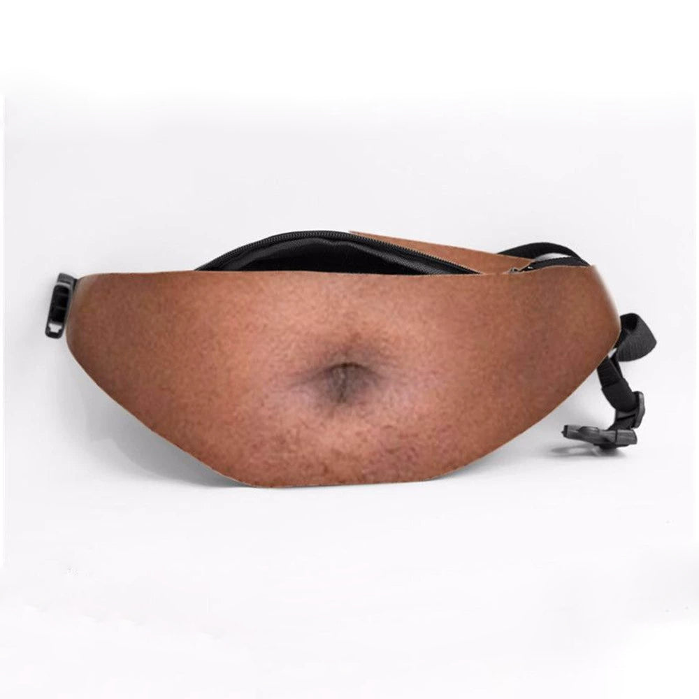 Funny Body Print Fanny Pack – Realistic Abs & Belly Waist Bag, Novelty Joke Gift for Friends