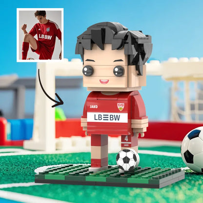 Gepersonaliseerde 1-persoons stenen figuren met voetbalthema, cadeau voor een verjaardag of Valentijnscadeau voor een voetballer