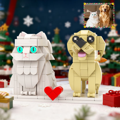 Full-Body Cute Brick Figures of 1 Dog & 1 Cat  1