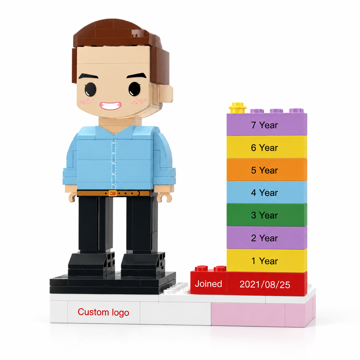Personalized Employee Award Brick Figure with Custom Name, Logo & Date | Corporate Recognition Gift