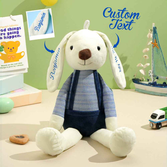 Personalized Bunny Plush — Custom Rabbit with Embroidered Name Gift for Kids