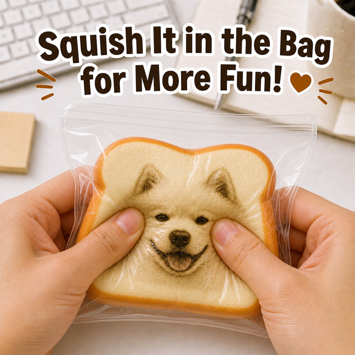 Personalized Photo Toast Squishy Toy, Custom Face Bread Stress Relief Fidget Toy, Cute Memory Gift For Friends, Couples And Pet Lovers