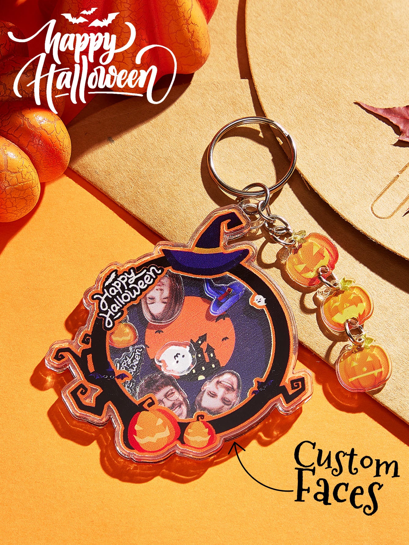 Personalized Halloween Keychain with Face Funny Keychain for Halloween Gifts