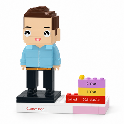 Personalized Employee Award Brick Figure with Custom Name, Logo & Date | Corporate Recognition Gift