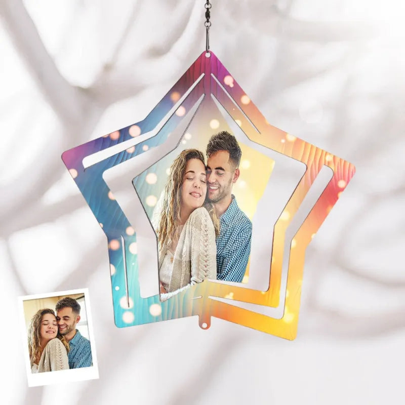 Custom Photo Star Wind Spinner Chime Garden Decoration 