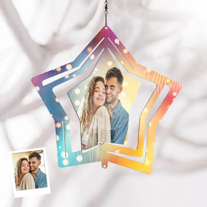 Custom Photo Star Wind Spinner Chime Garden Decoration 