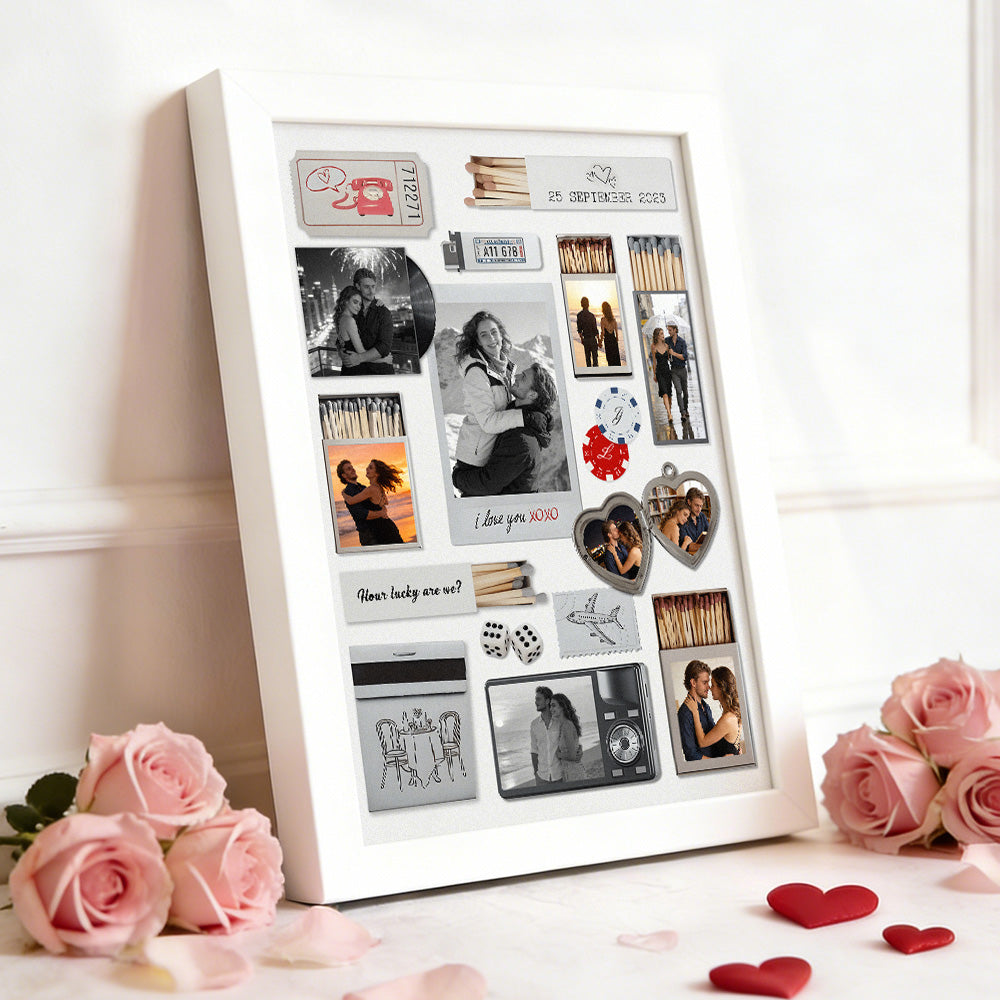 Custom Photo & Text Matchbox-style Poster Frame Decor – Valentine’s Day Gift