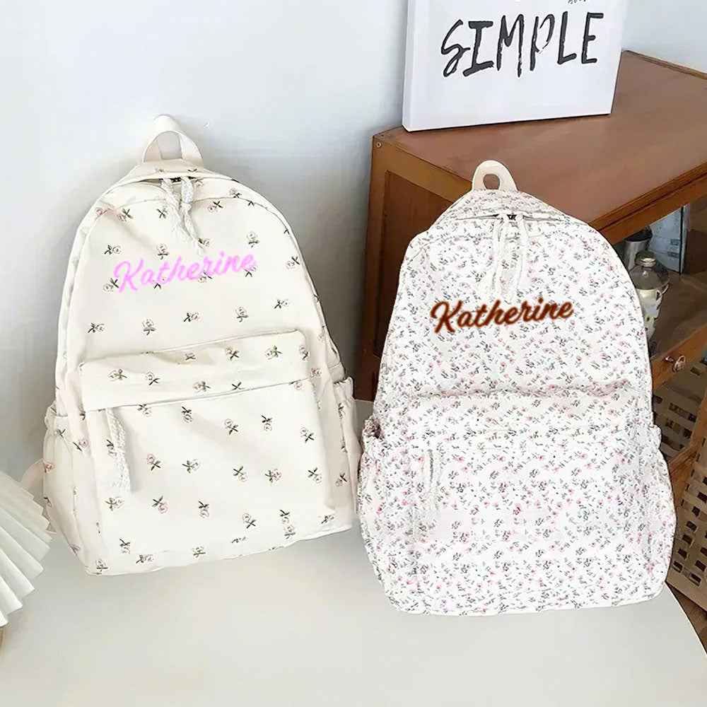 Personalized Schoolbag Flower Girl Student Customized Name Backpack Gift for Her