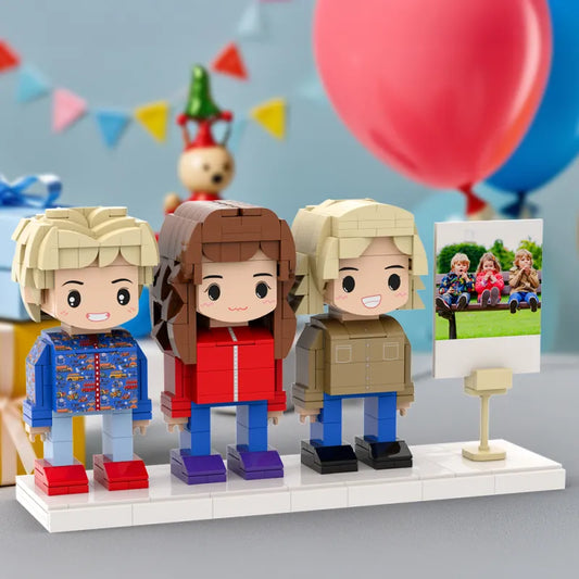 Marco de fotos con figura de ladrillo en forma de trío - 3 personas