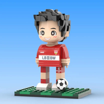 Gepersonaliseerde 1-persoons stenen figuren met voetbalthema, cadeau voor een verjaardag of Valentijnscadeau voor een voetballer
