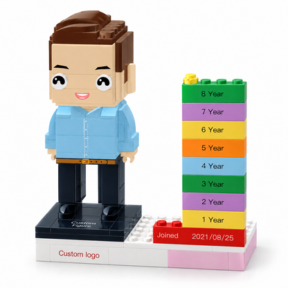 Personalized Employee Award Brick Figure with Custom Name, Logo & Date | Corporate Recognition Gift