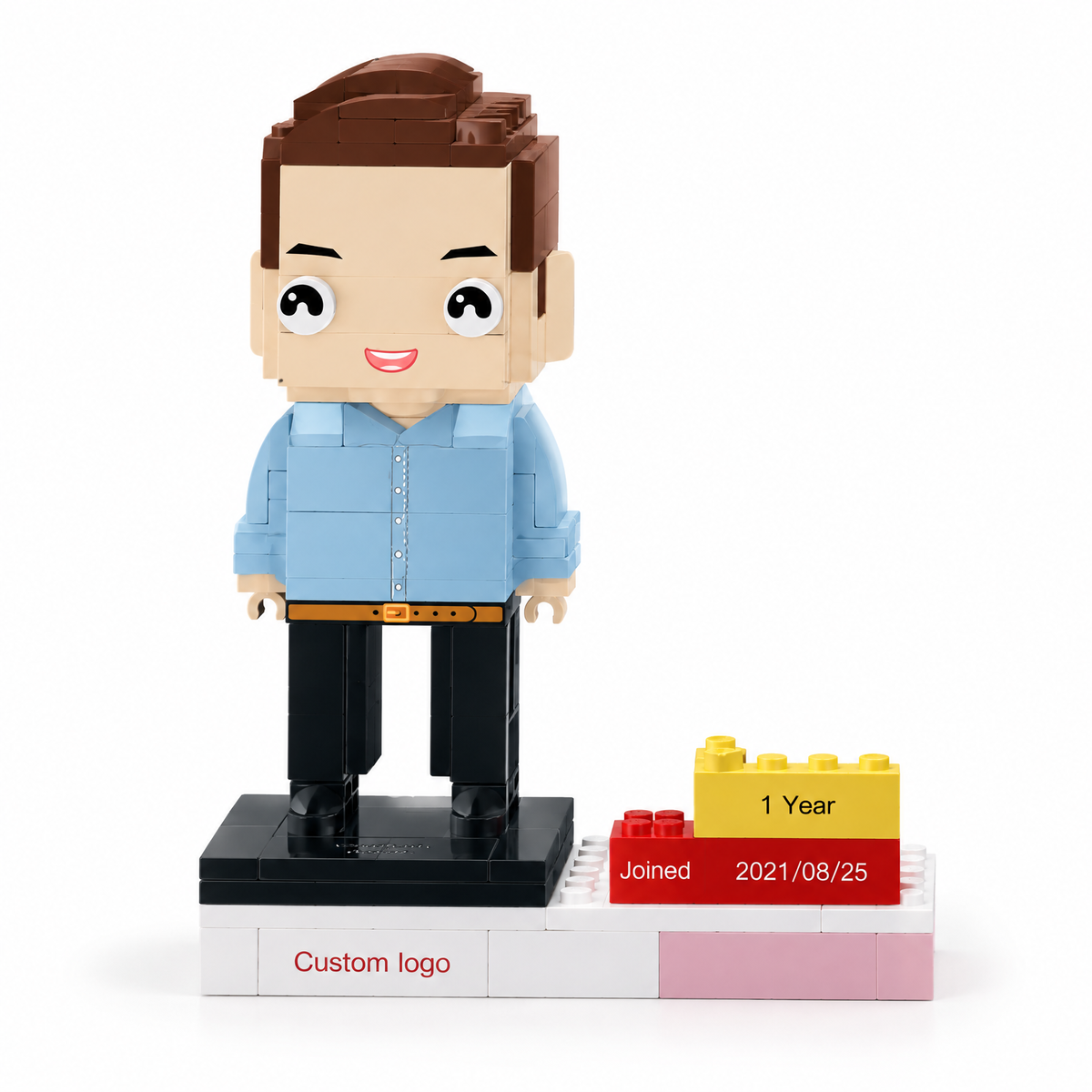 Personalized Employee Award Brick Figure with Custom Name, Logo & Date | Corporate Recognition Gift