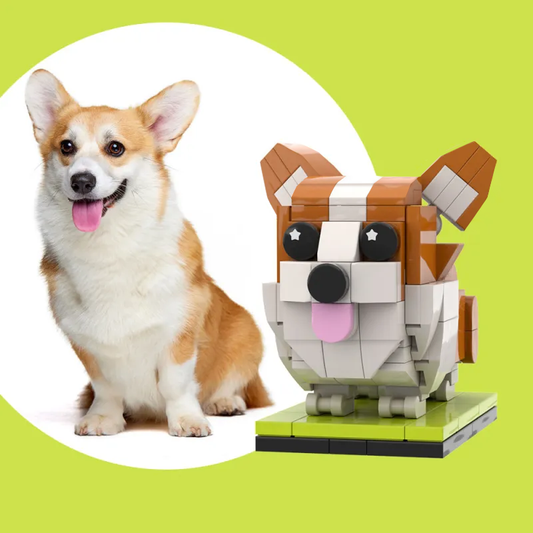 Volledig aanpasbare Corgi 1-hondfoto, aangepaste stenen figuren, kleine deeltjesblokken, stenen figuren, alleen aangepaste Corgi