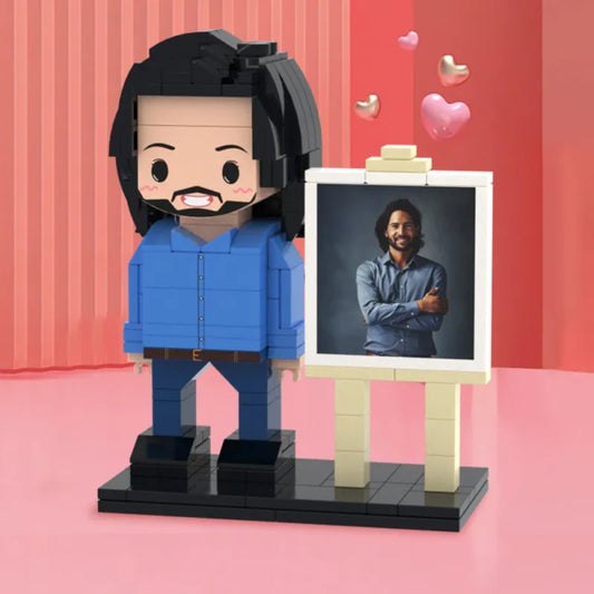 Figura de ladrillo personalizada de cuerpo completo con marco: un dulce regalo de San Valentín para él.
