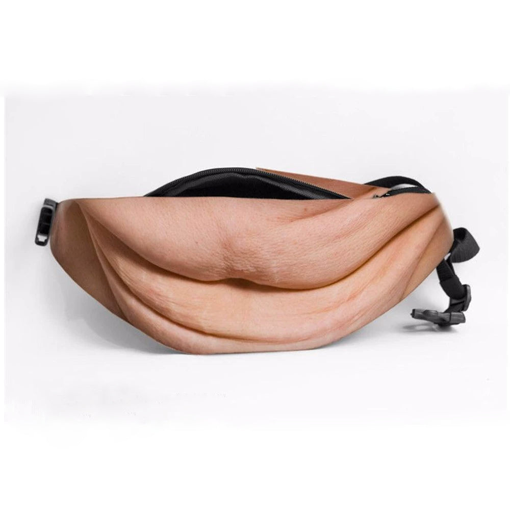 Funny Body Print Fanny Pack – Realistic Abs & Belly Waist Bag, Novelty Joke Gift for Friends