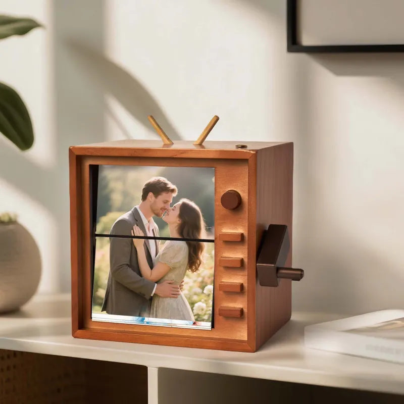 (16*16cm Groot Formaat) Aangepaste Foto Handmatig Draaibaar Flipbook Frame Verticale Televisie Animatie Machine Fotoalbum met Licht Herinneringsgeschenk