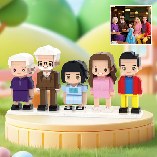 Full-Body Cute Brick Figures of 5 People