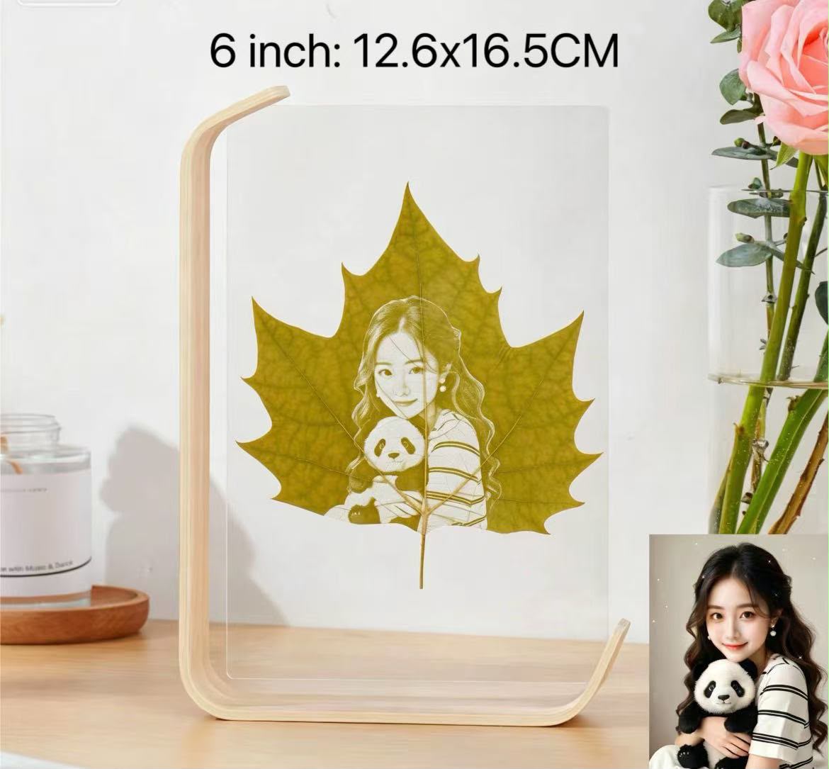 Personalized Photo on a Real Leaf – LED Light-Up Frame | Custom Nature Gift