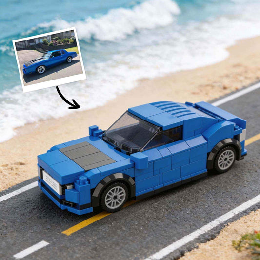 Custom Brick Car Building Set - Handcrafted Sports Car Model, Collectible Gift for Adults