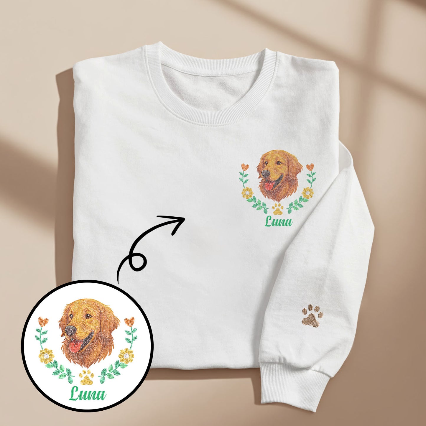 Custom Embroidered-Style Pet Sweatshirt