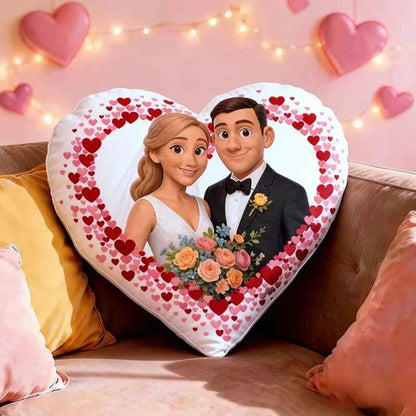 Custom Couple Photo Heart-shaped Pillow Personalized Pillow for Valentine’s Day Gifts