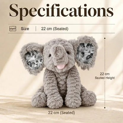 Custom Photo Elephant Plush – Personalized Ear Picture Gift