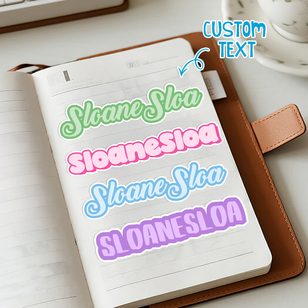 Personalized Colorful Text Name Stickers – Custom Stationery Back to School Gift