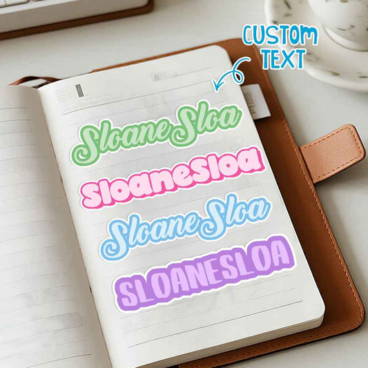 Personalized Colorful Text Name Stickers – Custom Stationery Back to School Gift