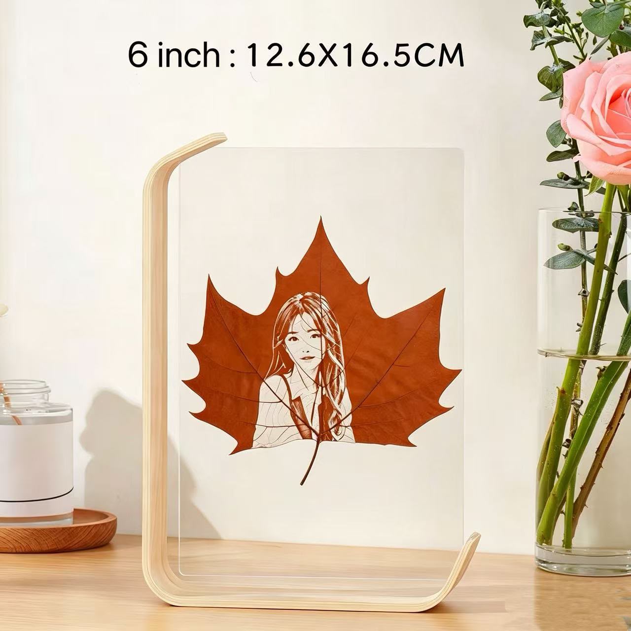 Personalized Photo on a Real Leaf – LED Light-Up Frame | Custom Nature Gift