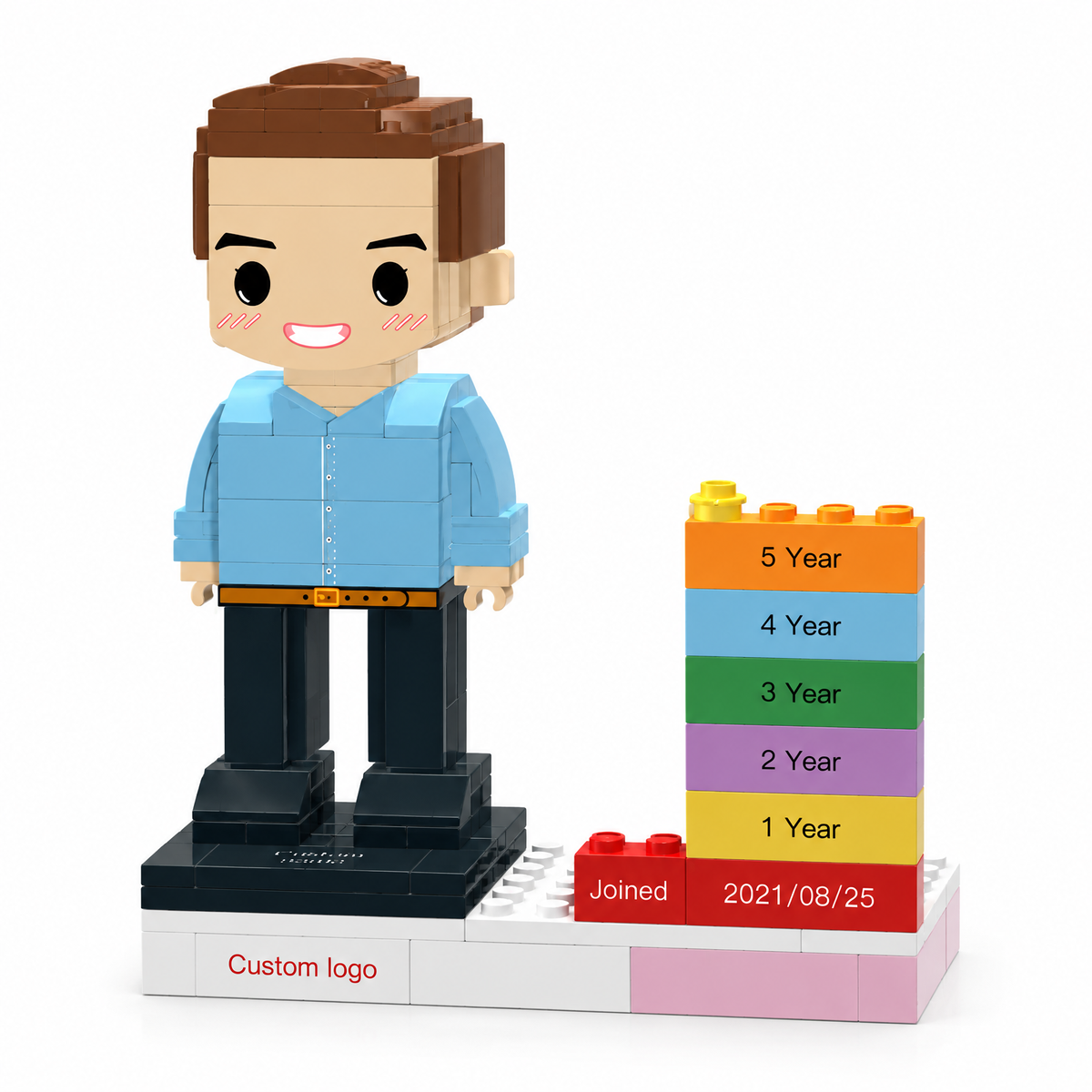 Personalized Employee Award Brick Figure with Custom Name, Logo & Date | Corporate Recognition Gift