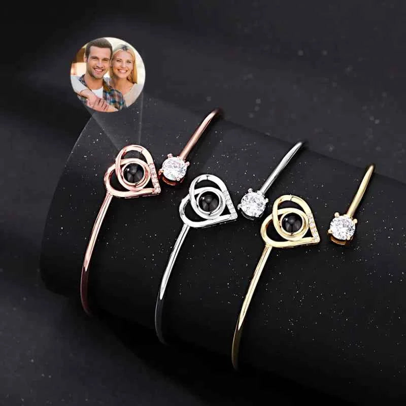 Custom Projection Bracelet Personalized Photo Bracelet Heart Jewelry Gift for Her