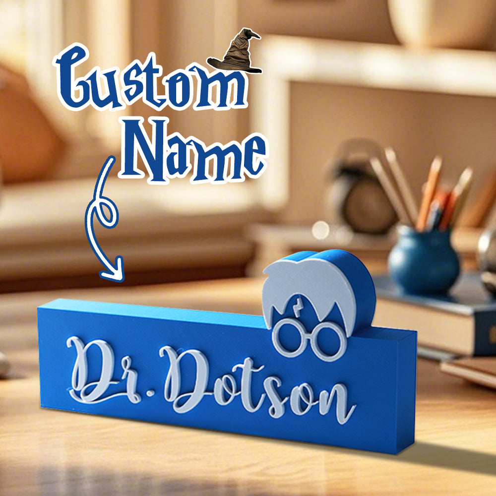 Personalized Wizard Name Sign – 3D Printed Teacher & Librarian Desk Gift