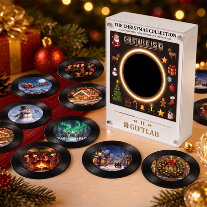 Custom Christmas Mini Vinyl Record Player with 9 Magnetic Discs, Personalized Music Gift for Music Lovers (Production time 1-2 weeks)