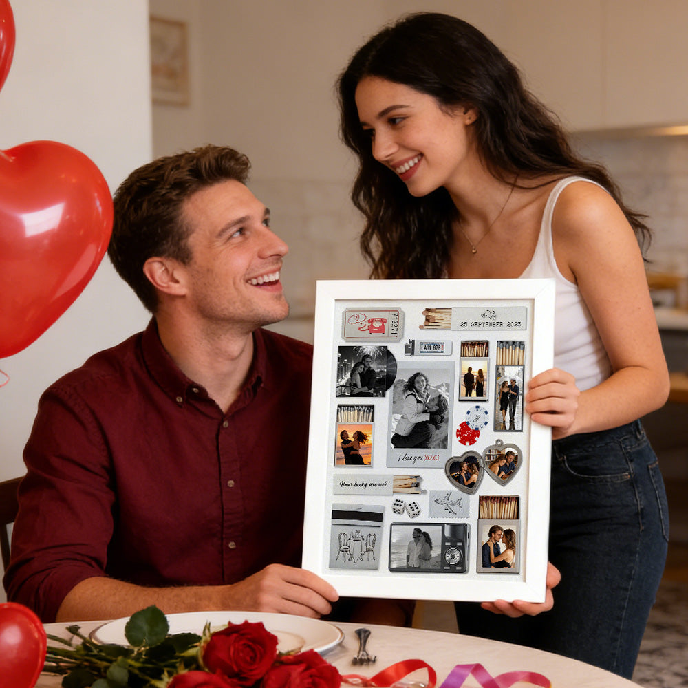 Custom Photo & Text Matchbox-style Poster Frame Decor – Valentine’s Day Gift