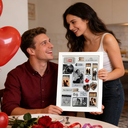 Custom Photo & Text Matchbox-style Poster Frame Decor – Valentine’s Day Gift