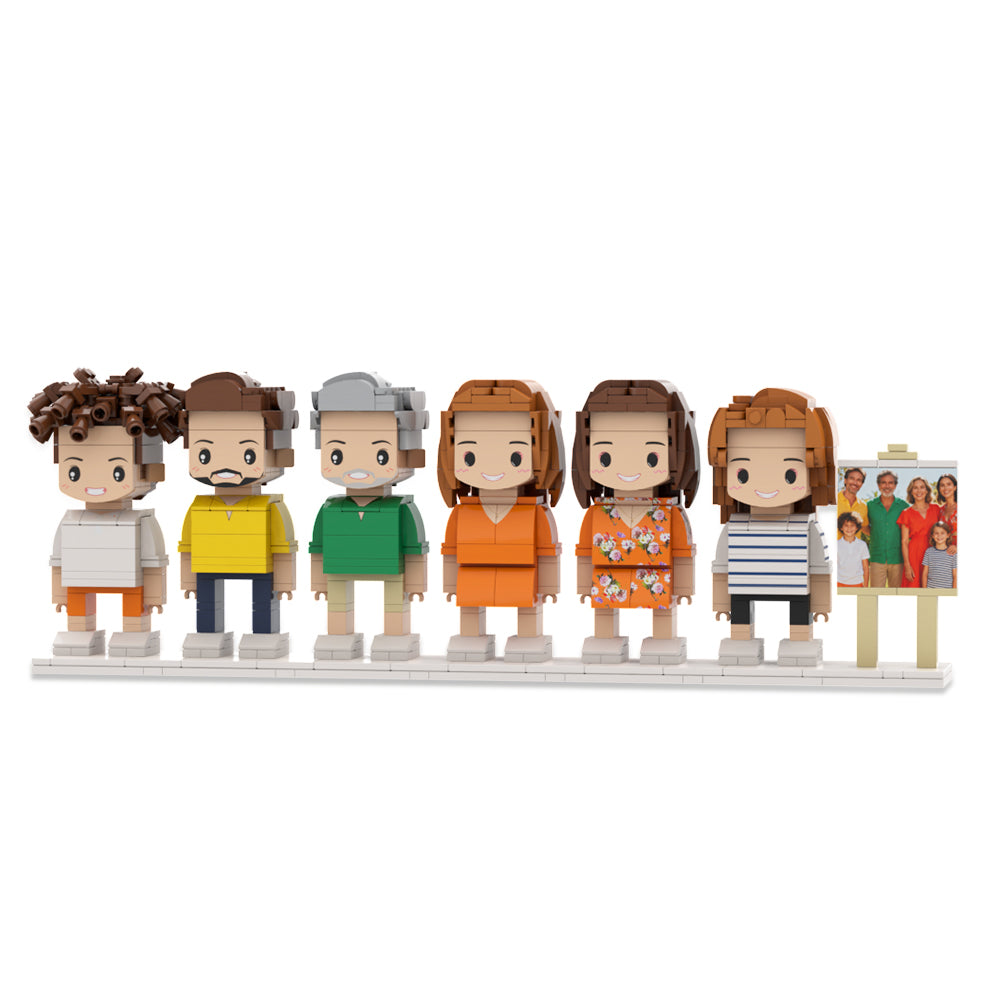  Full-Body Cute Brick Figures of 6 People with Frame