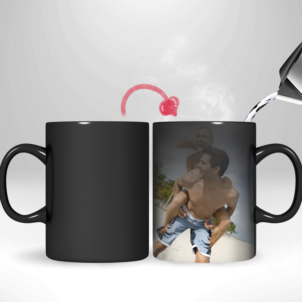 Taza mágica personalizada con foto que cambia de color con 2 fotos iguales