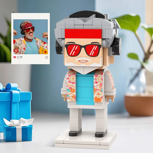 Figuras de ladrillo personalizadas de cuerpo completo para una persona, bloques de partículas pequeñas, regalo del Día del Padre
