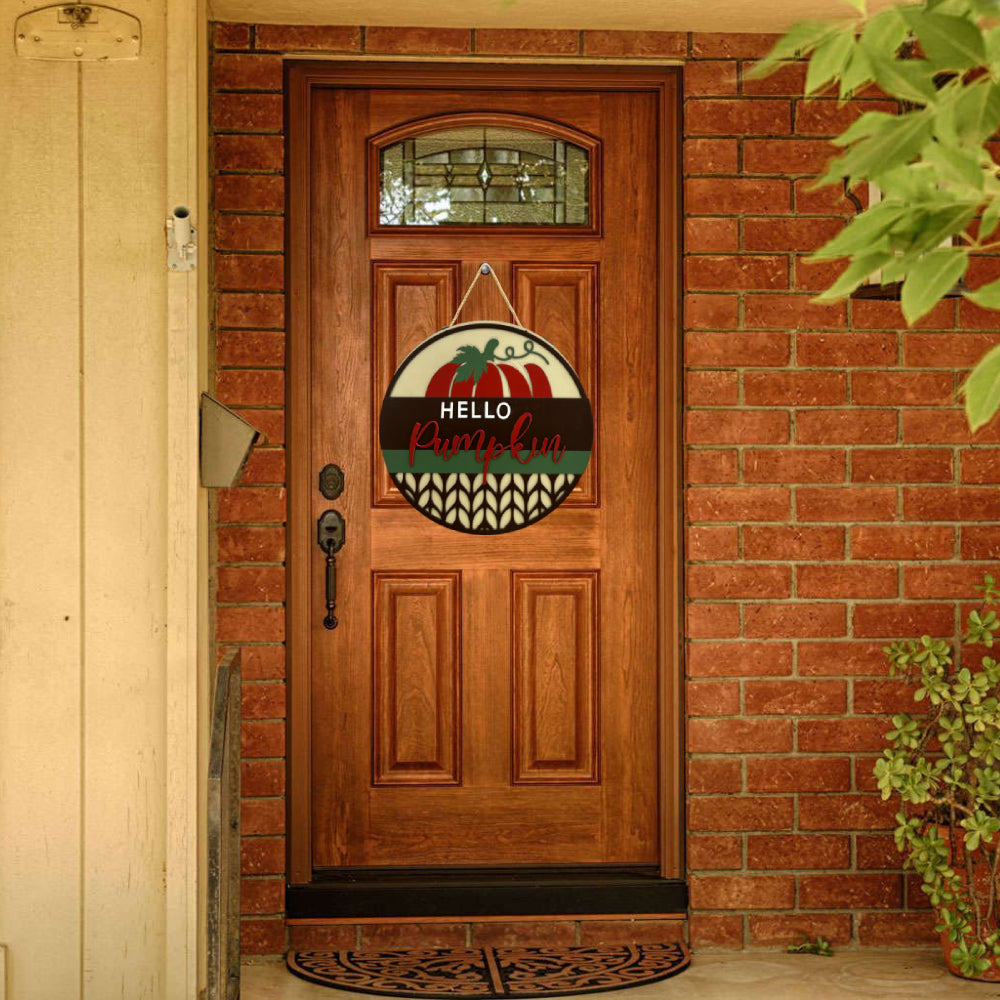Letrero de bienvenida de otoño para puerta principal, corona de calabaza estilo rústico, decoración para porche, adorno colgante, regalos.