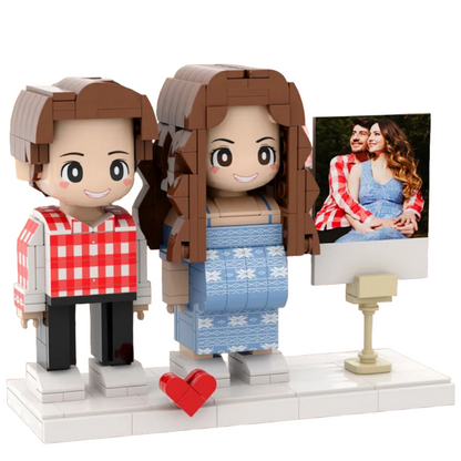Figuras de ladrillo Duddu personalizables de cuerpo completo para embarazadas, para dos personas, con foto, regalo de aniversario, regalo para mamá primeriza.