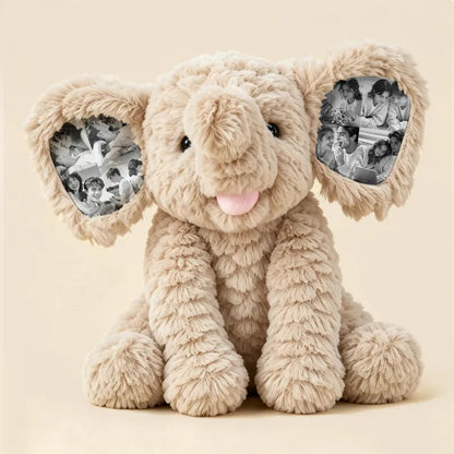 Custom Photo Elephant Plush – Personalized Ear Picture Gift