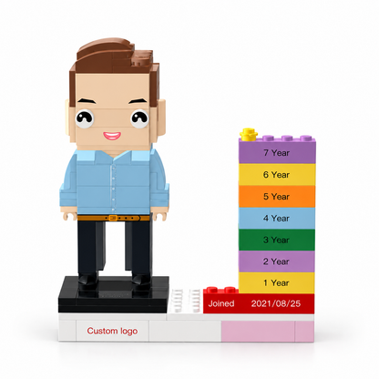 Personalized Employee Award Brick Figure with Custom Name, Logo & Date | Corporate Recognition Gift
