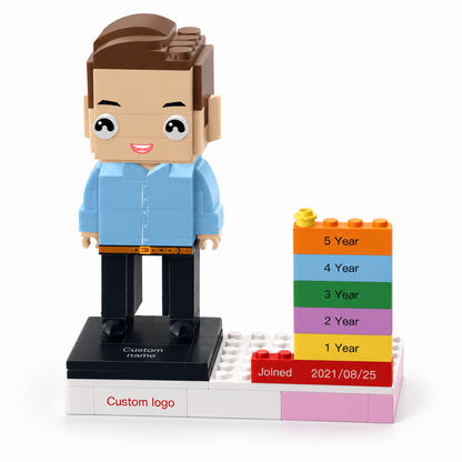 Personalized Employee Award Brick Figure with Custom Name, Logo & Date | Corporate Recognition Gift