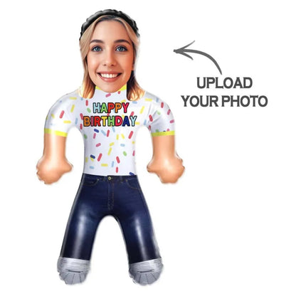 Custom Face Happy Birthday Blow Up Dolls Funny Inflatable Balloon Custom Air Doll for Birthday Party Favors