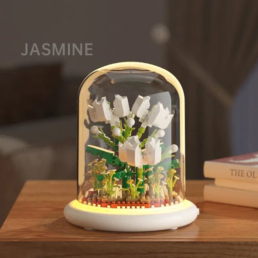 Jasmine Bouquets DIY Flower Building Set Perfect Birthday Day Gift with Dust Cover Valentines Gift