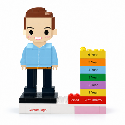 Personalized Employee Award Brick Figure with Custom Name, Logo & Date | Corporate Recognition Gift