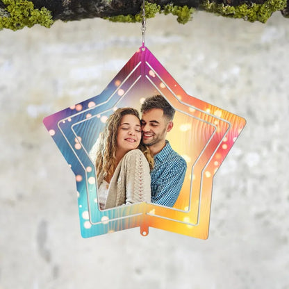 Custom Photo Star Wind Spinner Chime Garden Decoration