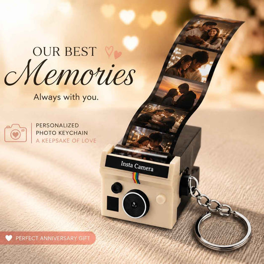 Personalized Photo Film Camera Keychain – Mini Camera with 5–10 Photos