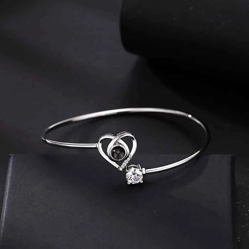 Custom Projection Bracelet Personalized Photo Bracelet Heart Jewelry Gift for Her