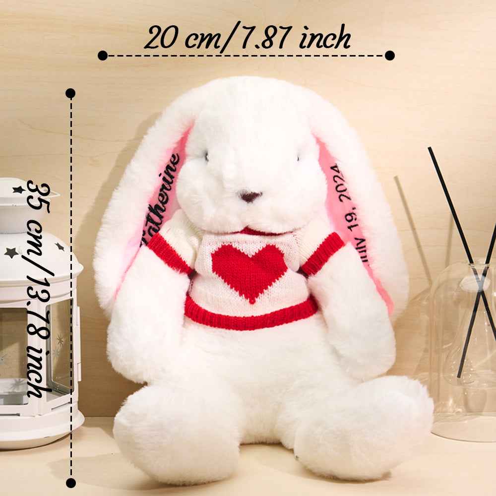 Personalized Sweater Bunny Plush — Custom Rabbit with Embroidered Name Gift for Kids